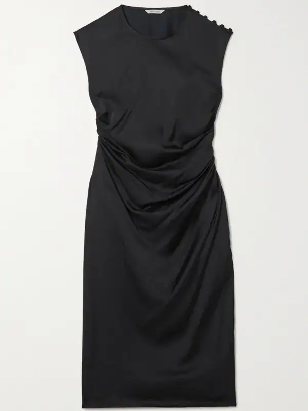 Sleek Black Ruched Midi Dress